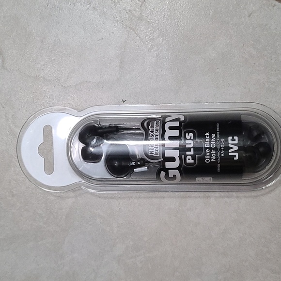 Earbuds NWT in bx Gumy Plus by JVC Kenwood, 1 pr Olive Black, HA-FX5-B - Picture 1 of 6
